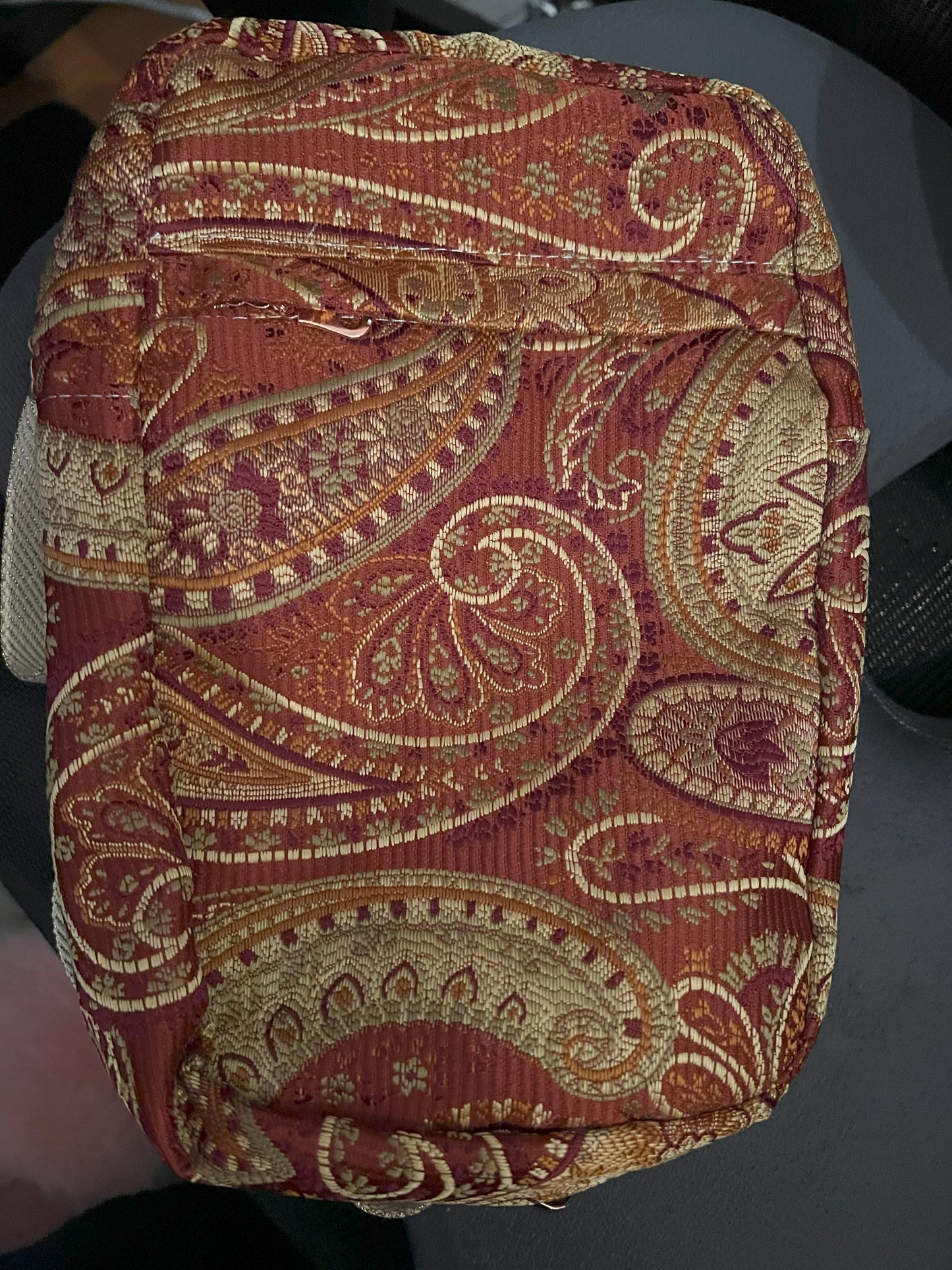 Paisley Crossbody Bag – 10x11” Red Mini Backpack with Glitter Strap | Handmade Gift