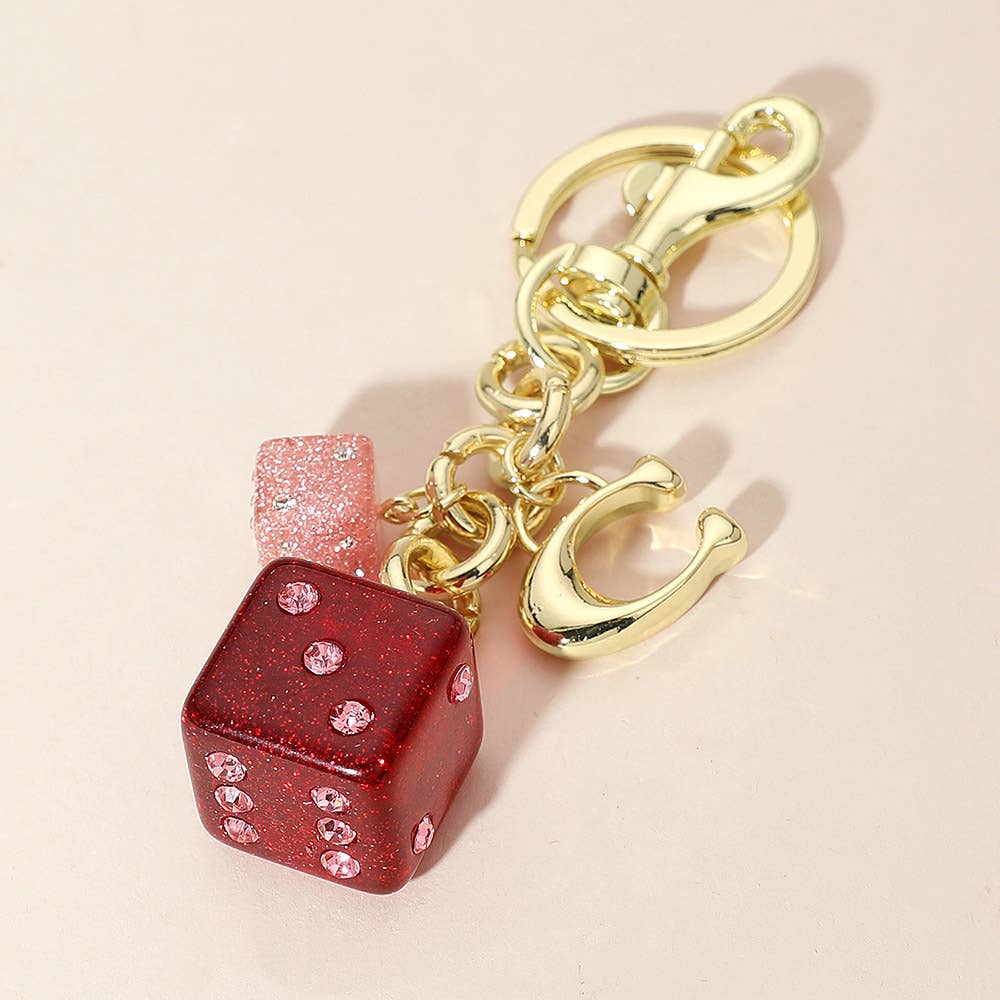 Glittered Double Dice Keychain – Lucky Charm Bag Accessory