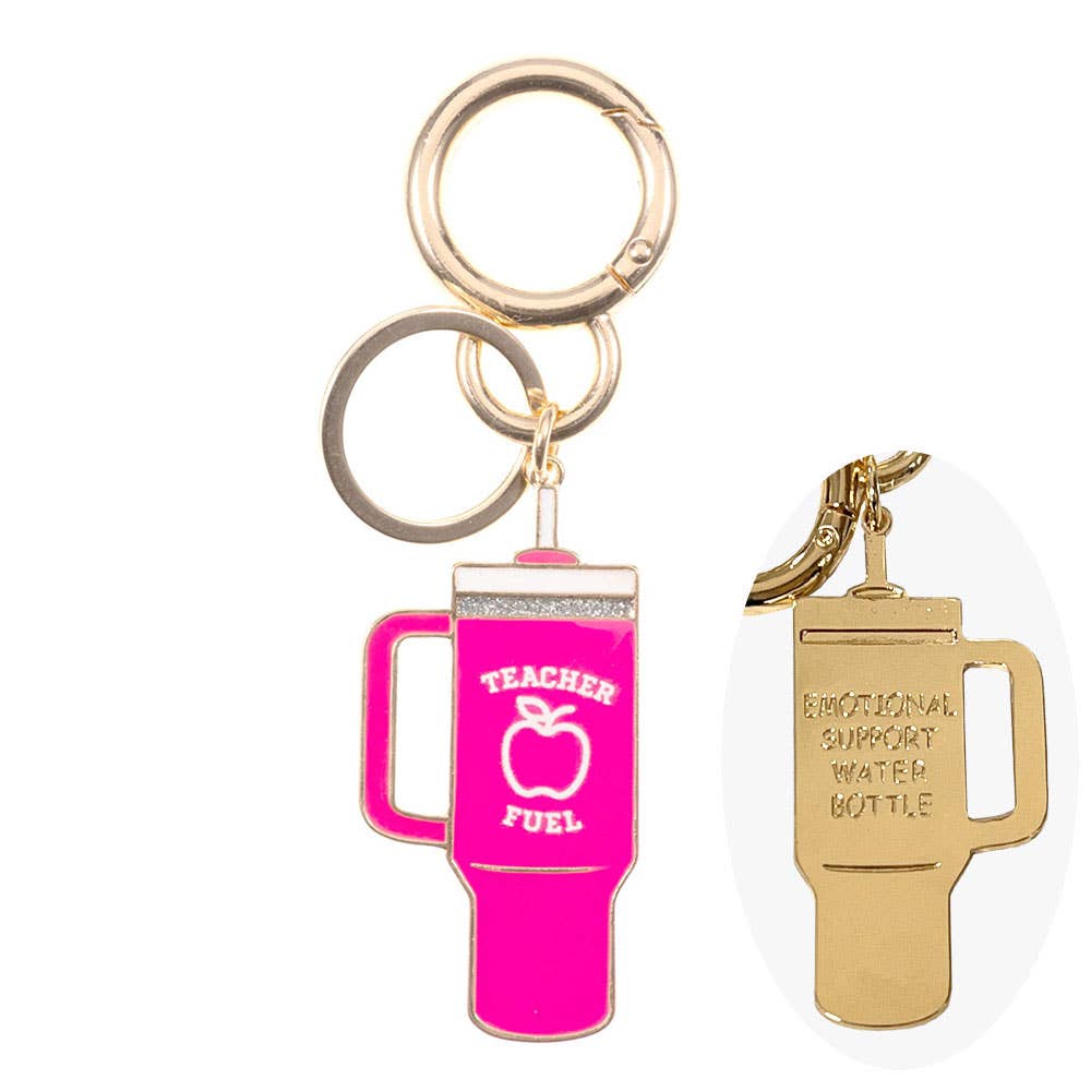 Enamel Floral Tumbler Keychain – Cute Charm with Everyday Style