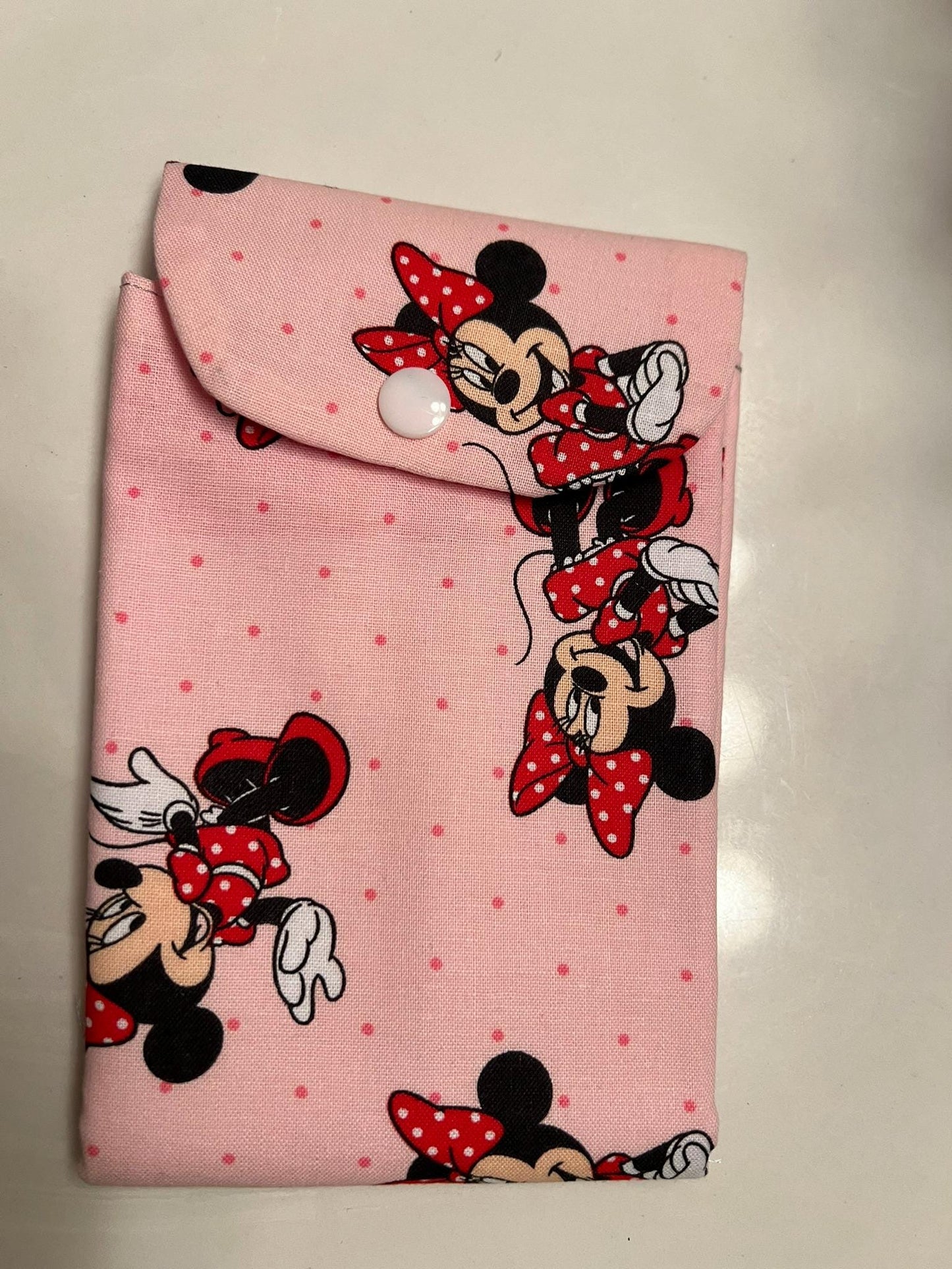 Minnie Mouse Pink Snap Pouch – 5x7” Handmade Cotton soft expandable case | Disney-Inspired Gift