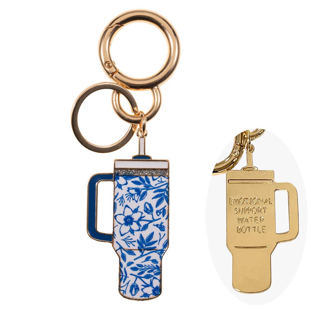Enamel Floral Tumbler Keychain – Cute Charm with Everyday Style