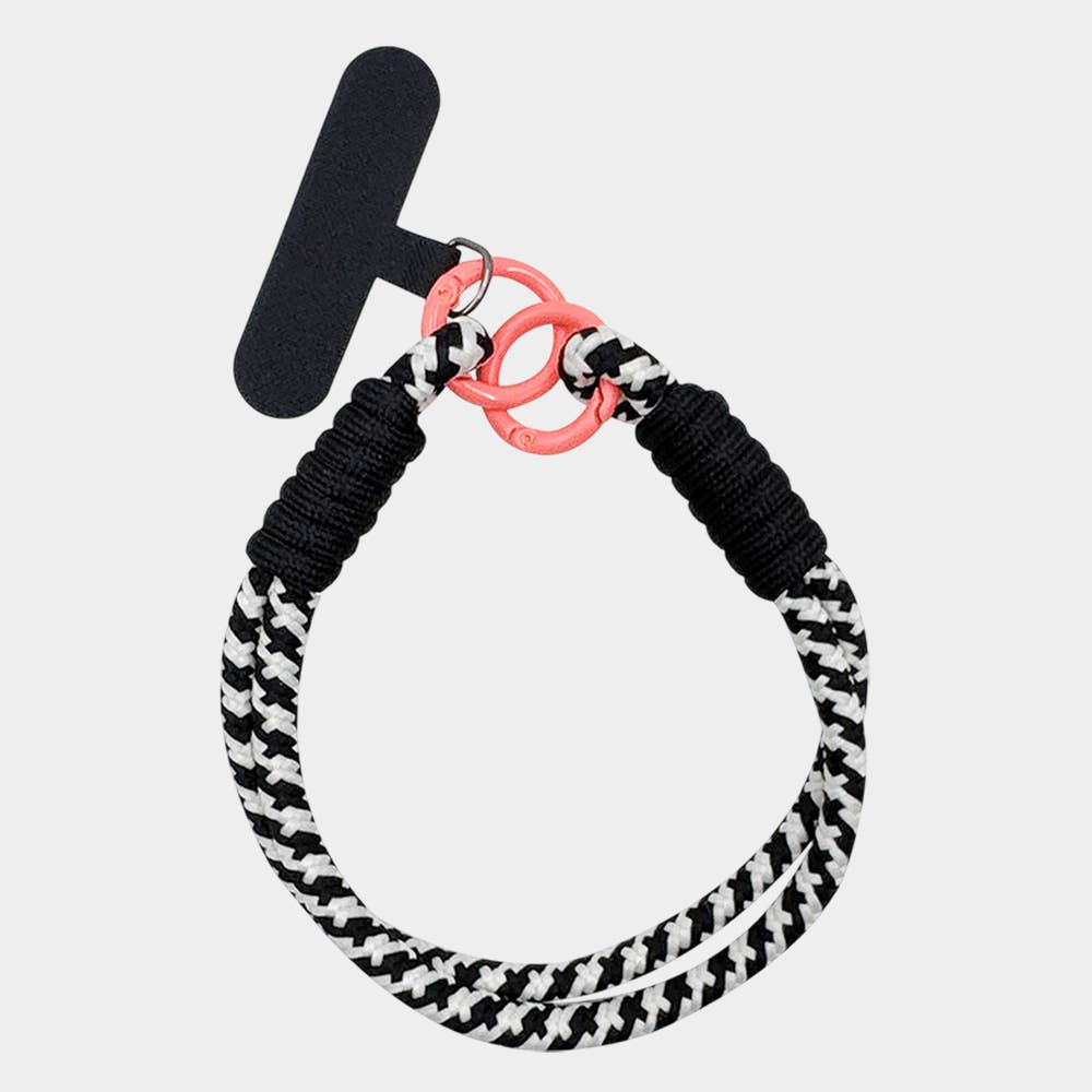 Candy Color Double Loop Phone Wrist Strap Keychain – Black or Pink Paracord Lanyard