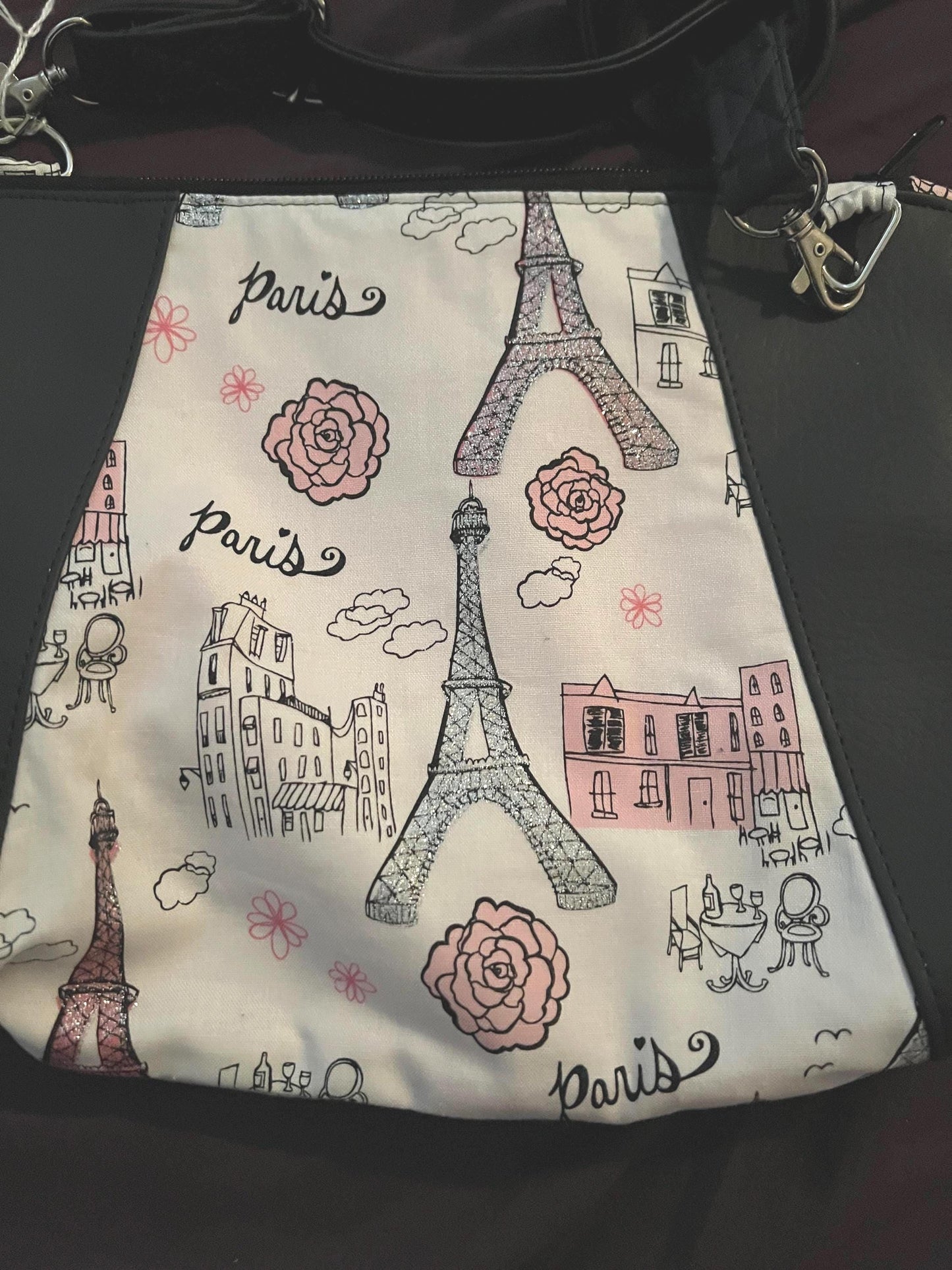Paris Crossbody Bag – 9.5x11.5” Faux Leather Purse with Zip Pocket & Pink Lining | Handmade