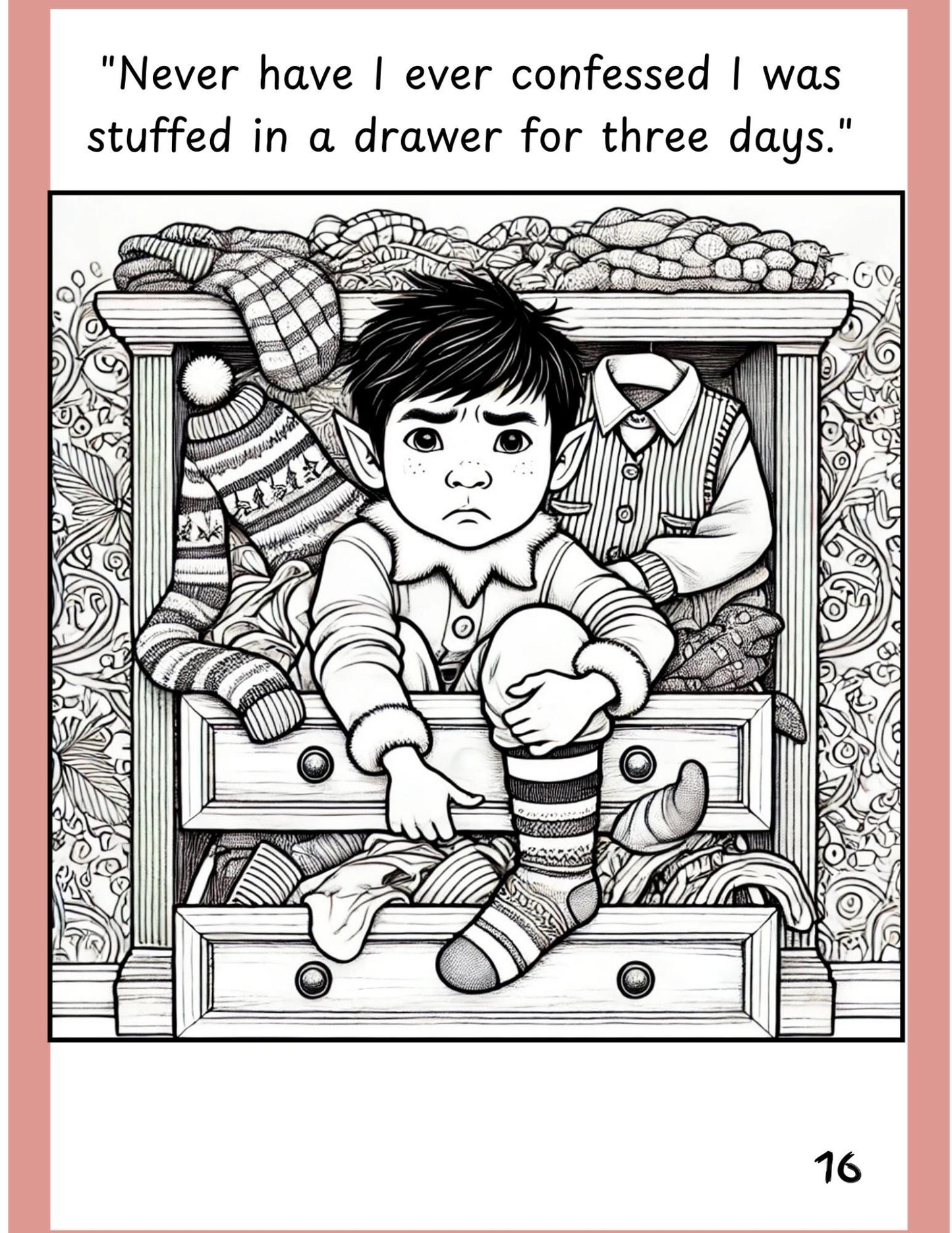 Elf Shelf Coloring Book – Funny Christmas Adult Activity | Never Have I Ever