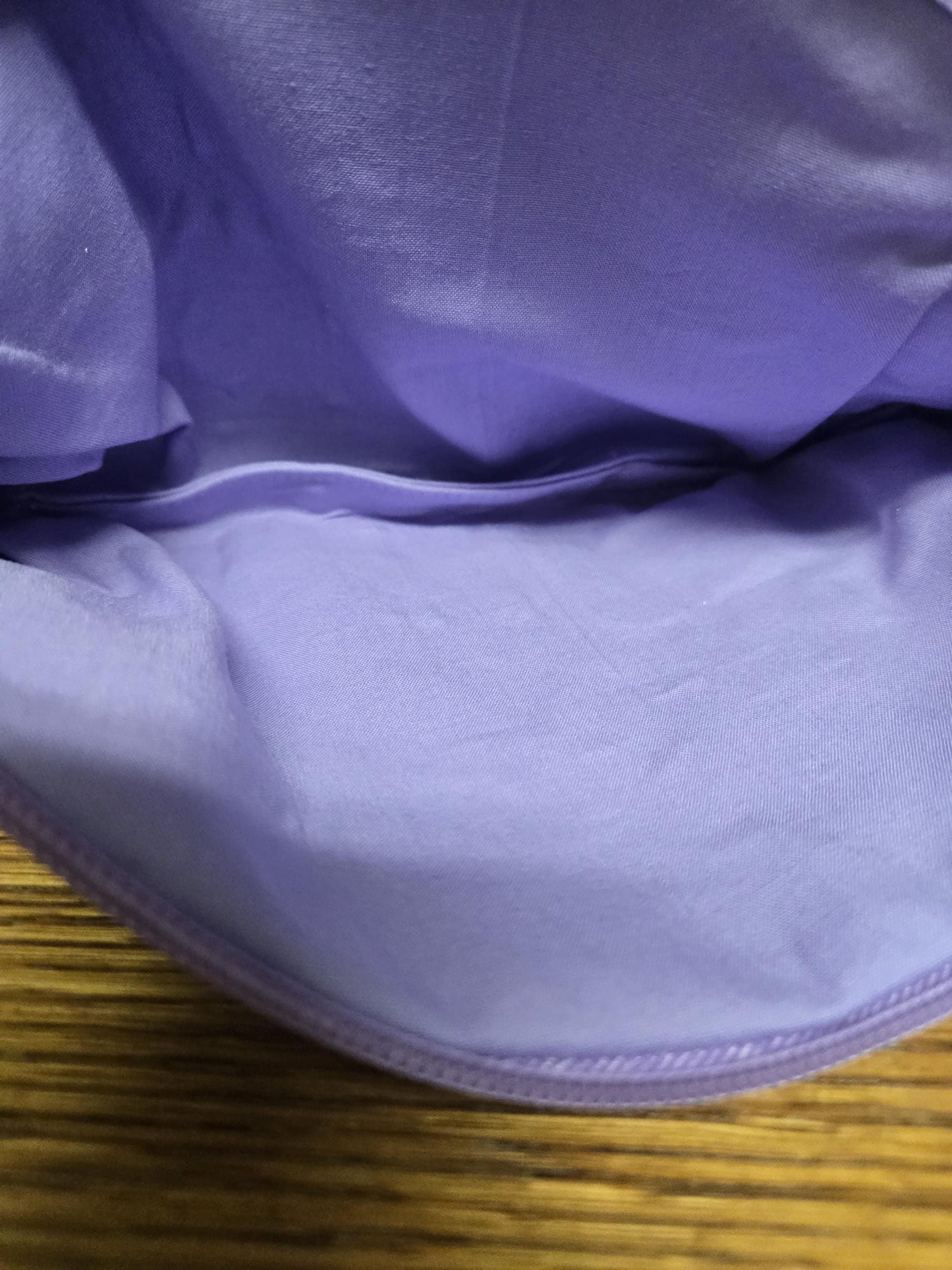 Purple Swirl Cotton Zipper Pouch – 9x5” Makeup Bag with Gold Detail & Lavender Lining | Handmade