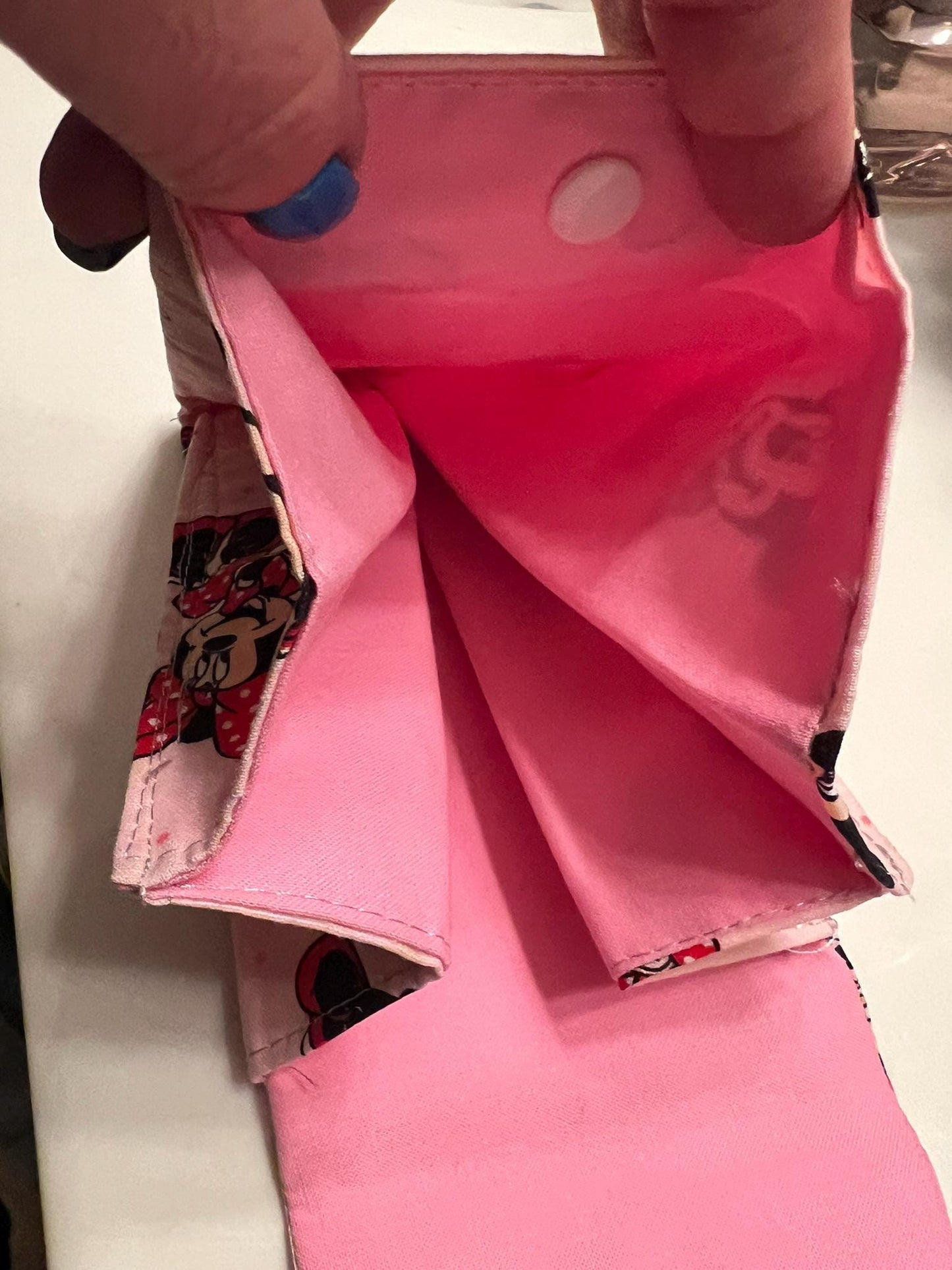 Minnie Mouse Pink Snap Pouch – 5x7” Handmade Cotton soft expandable case | Disney-Inspired Gift