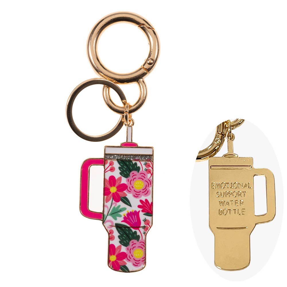 Enamel Floral Tumbler Keychain – Cute Charm with Everyday Style