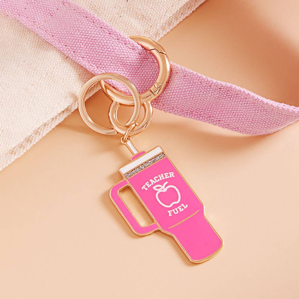 Enamel Floral Tumbler Keychain – Cute Charm with Everyday Style