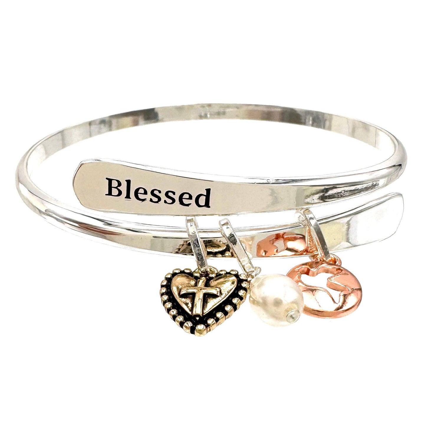 Blessed Charms Adjustable Bangle Bracelet – Faith-Inspired Jewelry