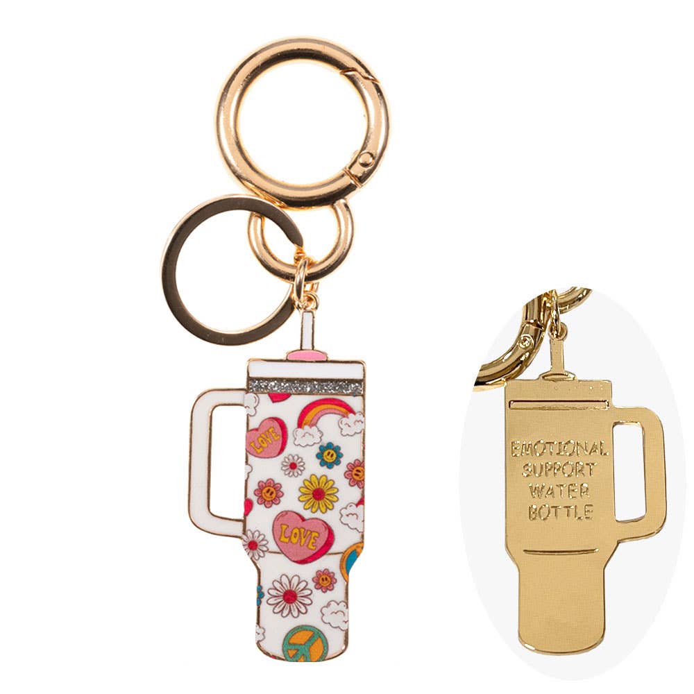 Enamel Floral Tumbler Keychain – Cute Charm with Everyday Style