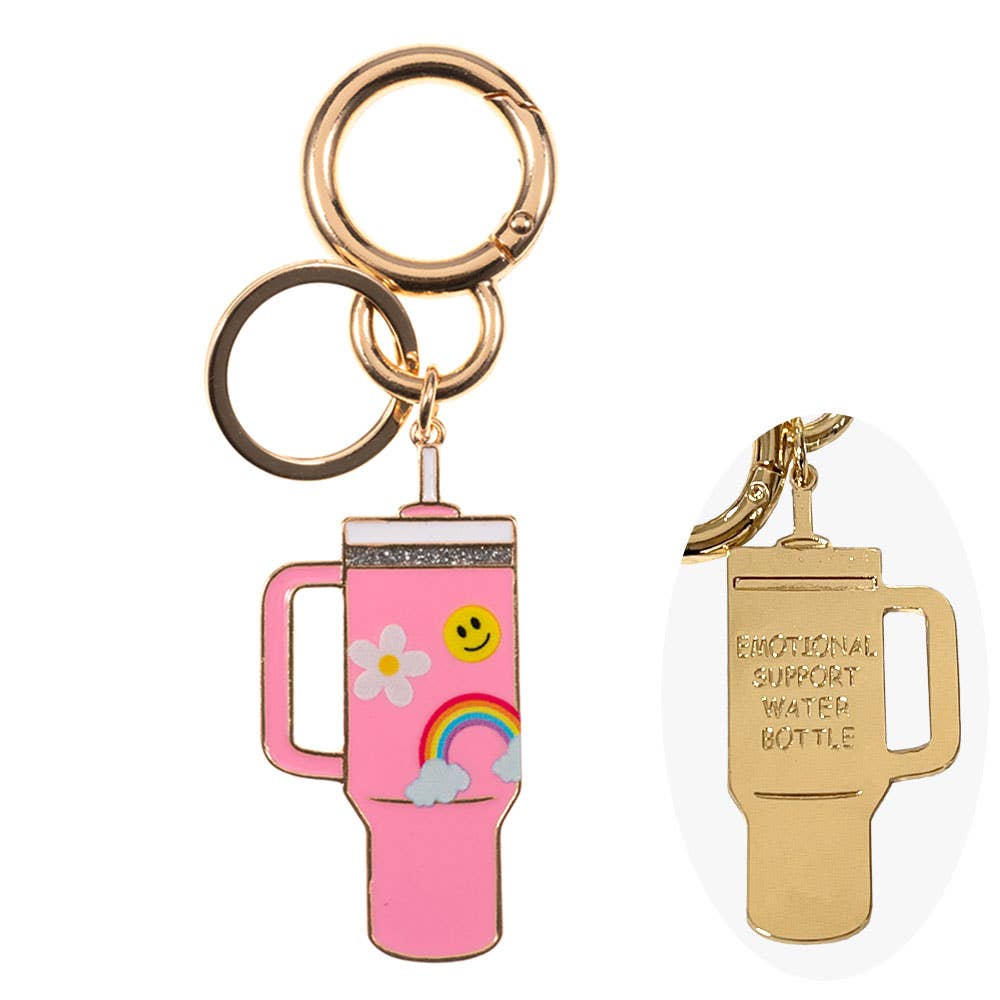 Enamel Floral Tumbler Keychain – Cute Charm with Everyday Style