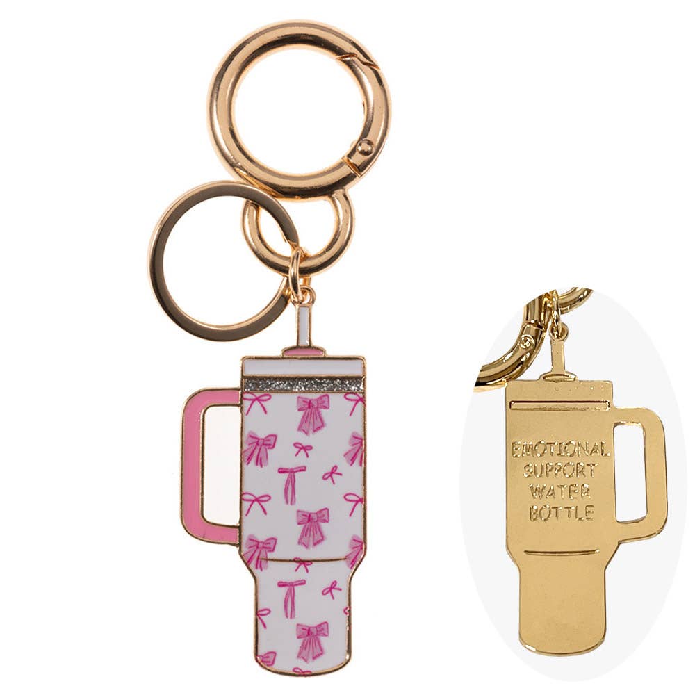 Enamel Floral Tumbler Keychain – Cute Charm with Everyday Style