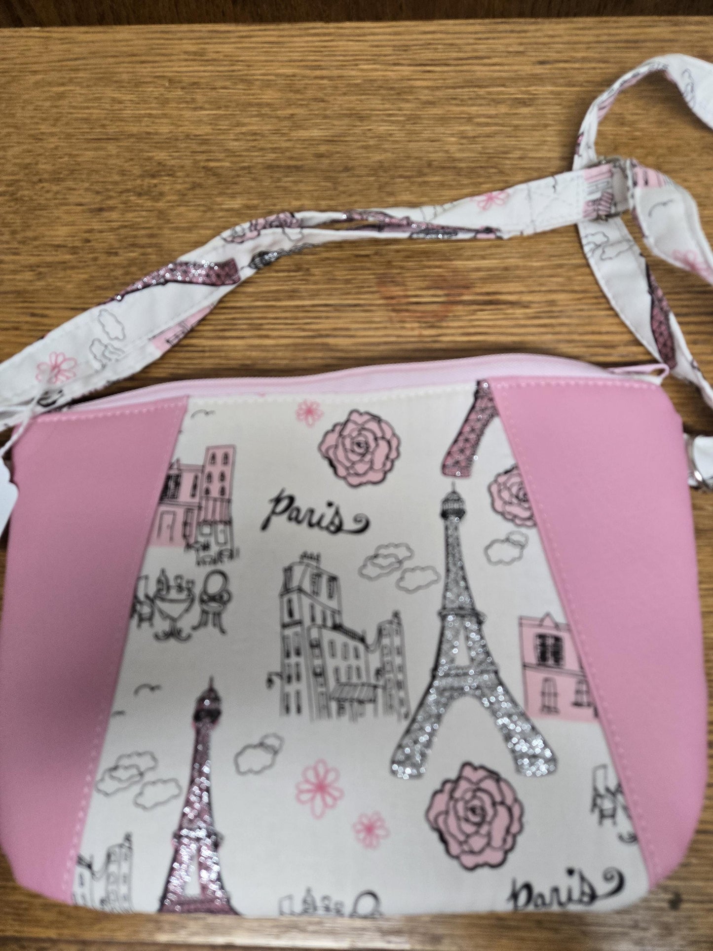 Paris Crossbody – 10x7” Sparkle Strap Bag with Pink Lining | Tween Gift Handmade