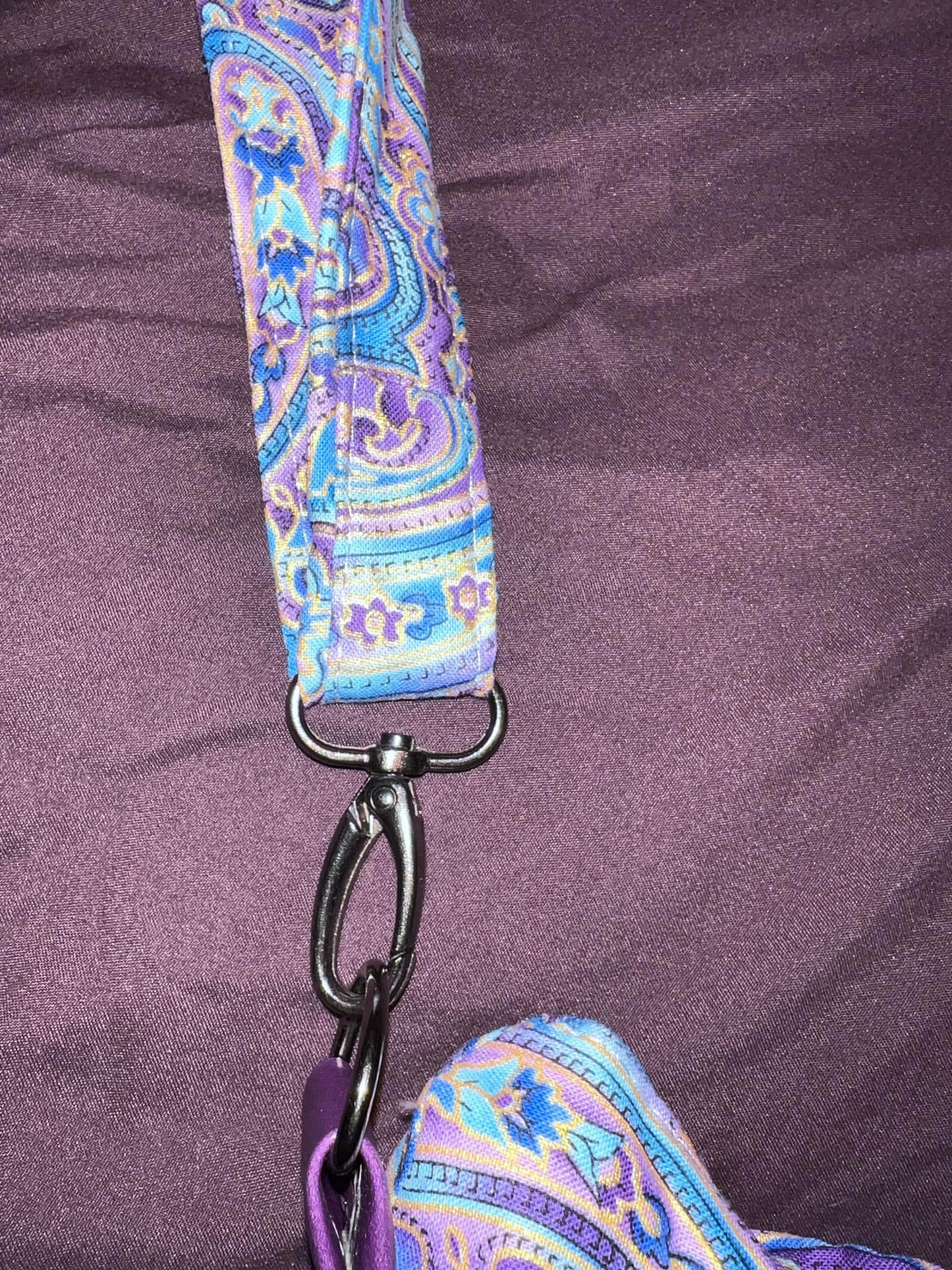 Paisley Crossbody Bag – 8.5x12” Purple Cotton & Faux-Leather Purse | Handmade