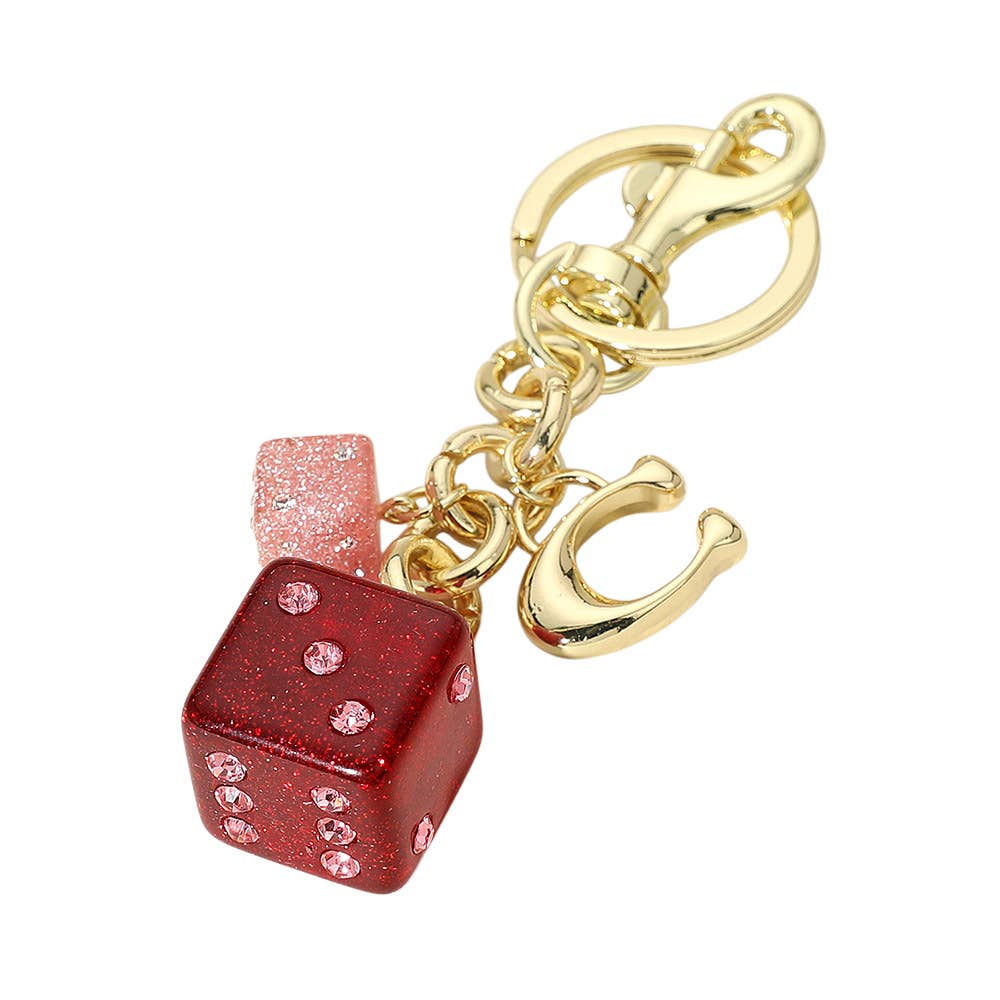 Glittered Double Dice Keychain – Lucky Charm Bag Accessory