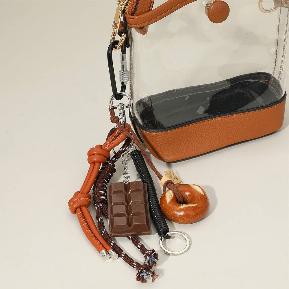 SECRET BOX – Chocolate Pretzel Faux Leather Knot Charm Bag Accessory