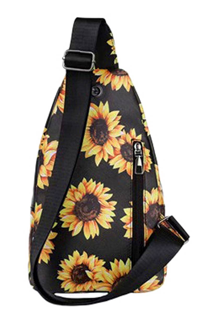 Sunflower Floral Sling Bag – Vegan PU Leather