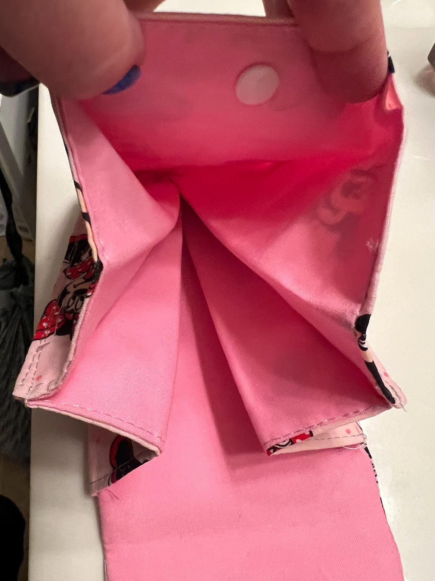 Minnie Mouse Pink Snap Pouch – 5x7” Handmade Cotton soft expandable case | Disney-Inspired Gift
