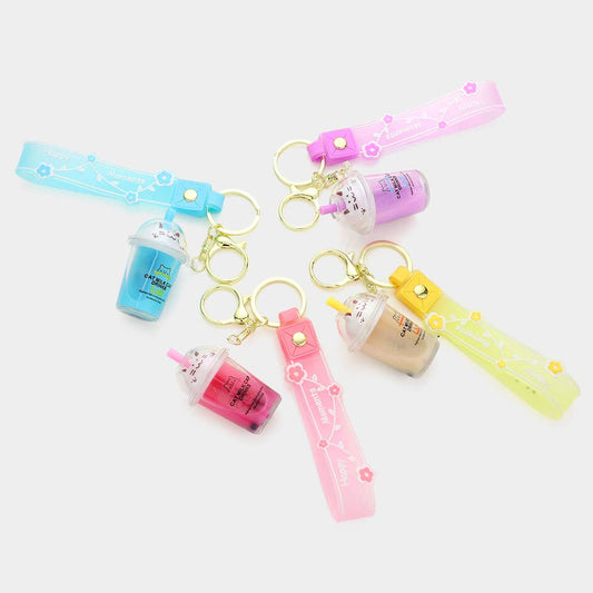 Kawaii Cat Bubble Tea Keychain Set – Milk Cap Drink Charms