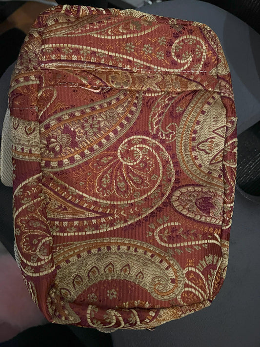 Paisley Crossbody Bag – 10x11” Red Mini Backpack with Glitter Strap | Handmade Gift