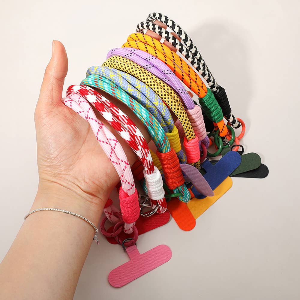 Candy Color Double Loop Phone Wrist Strap Keychain – Black or Pink Paracord Lanyard