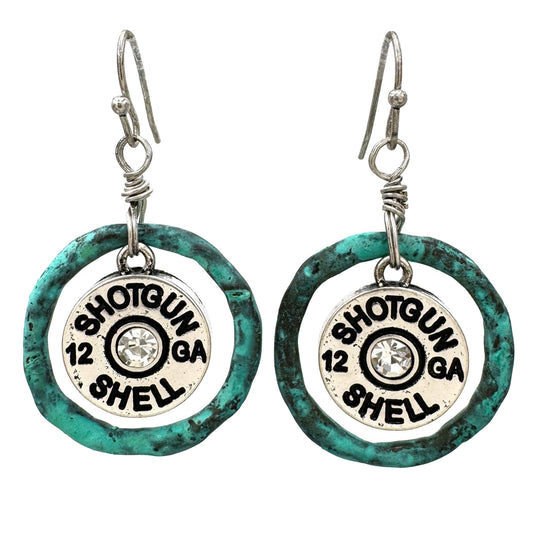 Shotgun Bullet Shell Western Dangle Earrings – Patina Finish