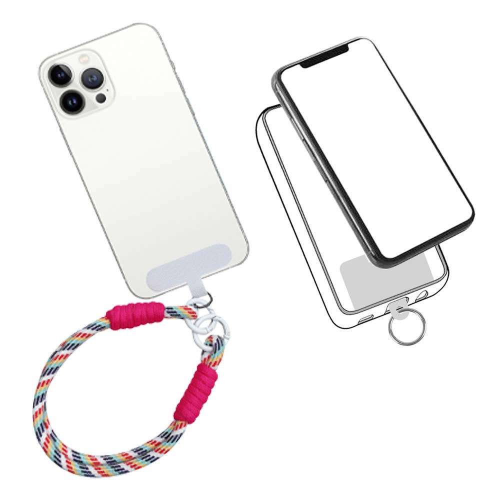 Candy Color Double Loop Phone Wrist Strap Keychain – Black or Pink Paracord Lanyard