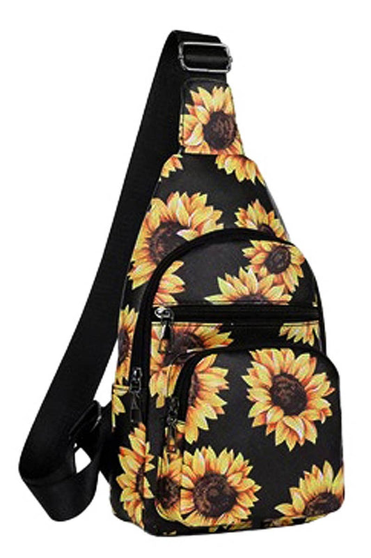 Sunflower Floral Sling Bag – Vegan PU Leather