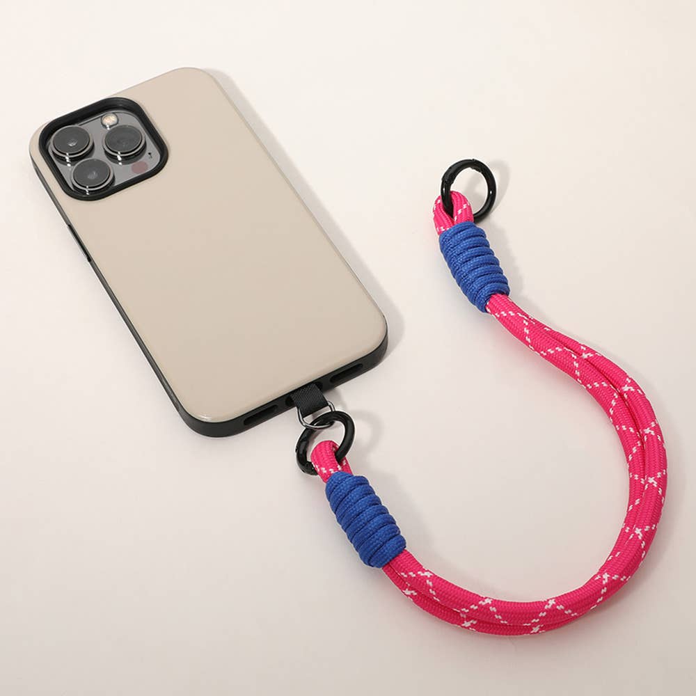 Candy Color Double Loop Phone Wrist Strap Keychain – Black or Pink Paracord Lanyard