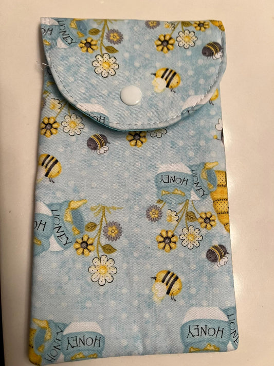 Bee Eyeglass Case – 4x8.5” Snap Pouch | Handmade Honeybee Gift Under 15