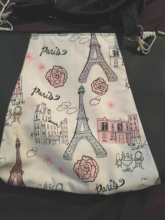 Paris Crossbody Bag – 9.5x11.5” Faux Leather Purse with Zip Pocket & Pink Lining | Handmade