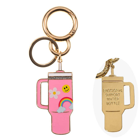 Enamel Floral Tumbler Keychain – Cute Charm with Everyday Style