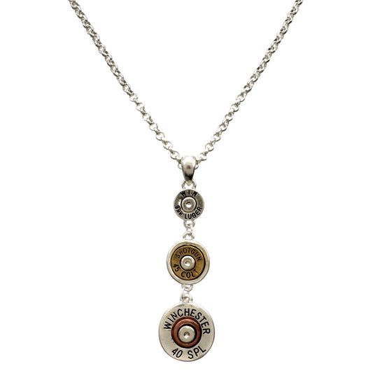 Winchester Luger Shotgun Colt Bullet Shell Pendant Necklace – 18" Chain