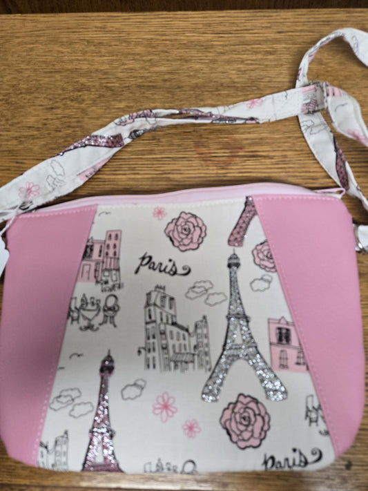 Paris Crossbody – 10x7” Sparkle Strap Bag with Pink Lining | Tween Gift Handmade