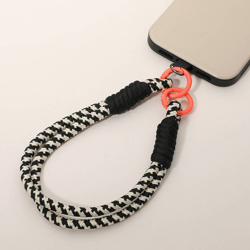 Candy Color Double Loop Phone Wrist Strap Keychain – Black or Pink Paracord Lanyard
