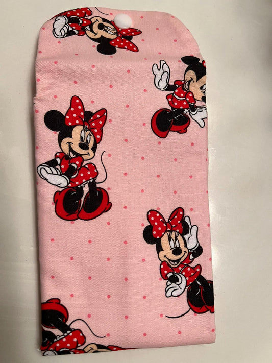 Minnie Mouse Pink Snap Pouch – 5x7” Handmade Cotton soft expandable case | Disney-Inspired Gift
