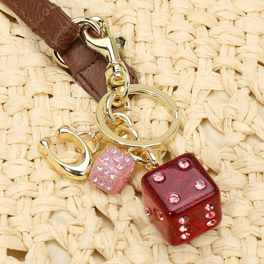 Glittered Double Dice Keychain – Lucky Charm Bag Accessory